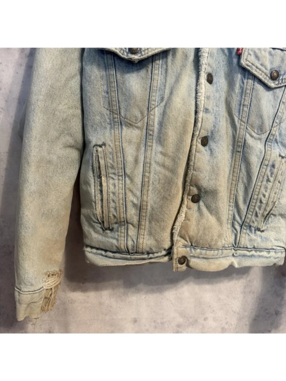Vintage 80s Levi's Sherpa Denim Jacket Mens Small S Light Wash Made in USA